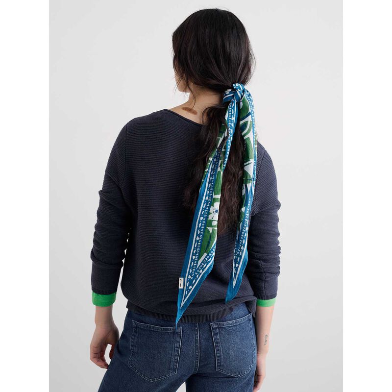 Seasalt Cornwall Posy Scarf - Flora Collage Border Hedgerow image number 2